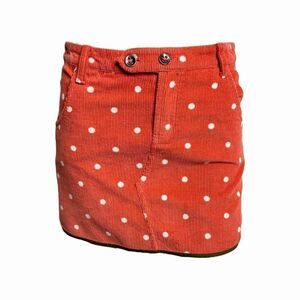 BODEN Johnnie B Corduroy Mini Skirt Watermelon Red White Polka Dot Girls 28 S